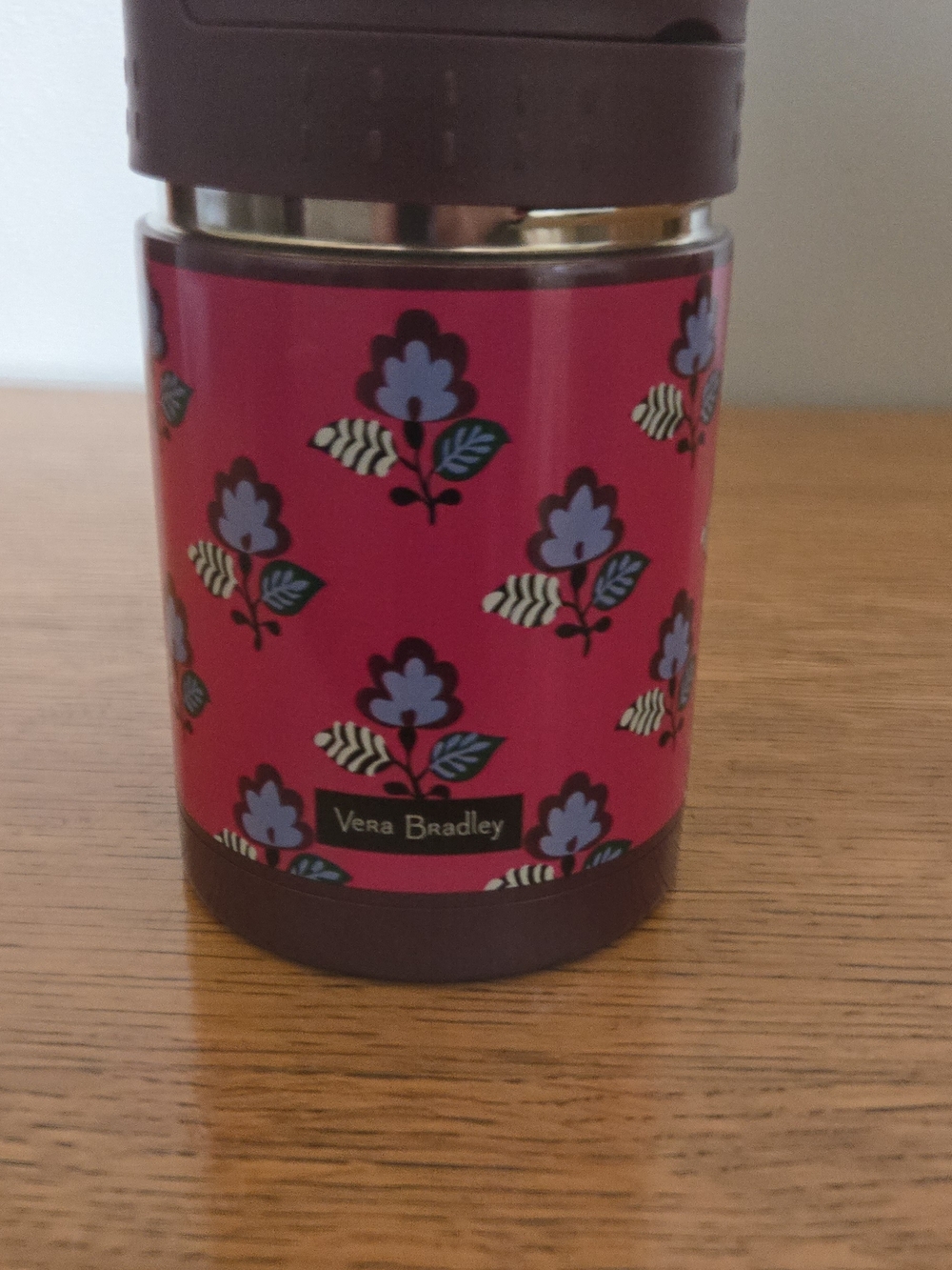 Vera Bradley Hot Pink Floral Insulated Thermos with Purple Accents